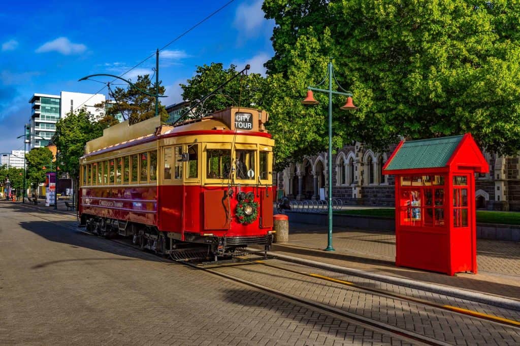 Christchurch-Worcester-Boulevard-Restaurierte-Strassenbahn